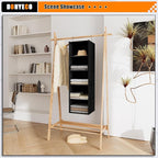 Hanging Closet Organizer and Storage 5-Shelf, Easy Mount Foldable Hanging Closet Wardrobe Shelves, Clothes Handbag Shoes Acce