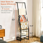 DGWJSU Blanket Ladder, 5 Tier Ladder Shelf,Wooden Blanket Ladders for Living Room and Bedroom, 5.2ft Blanket Holder Rack Farm