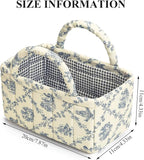 Small Storage Basket Organizer, Mini Fabric Floral Storage Baskets with Handle, Quilted Portable Collapsible Storage (Vine-Bl