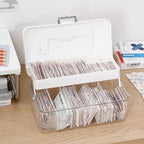 2 Pack Clear Bandages Organizer Container with Handle, Plastic Bandage and Tapes Storage Box for Bathroom Medicine Cabinet, F