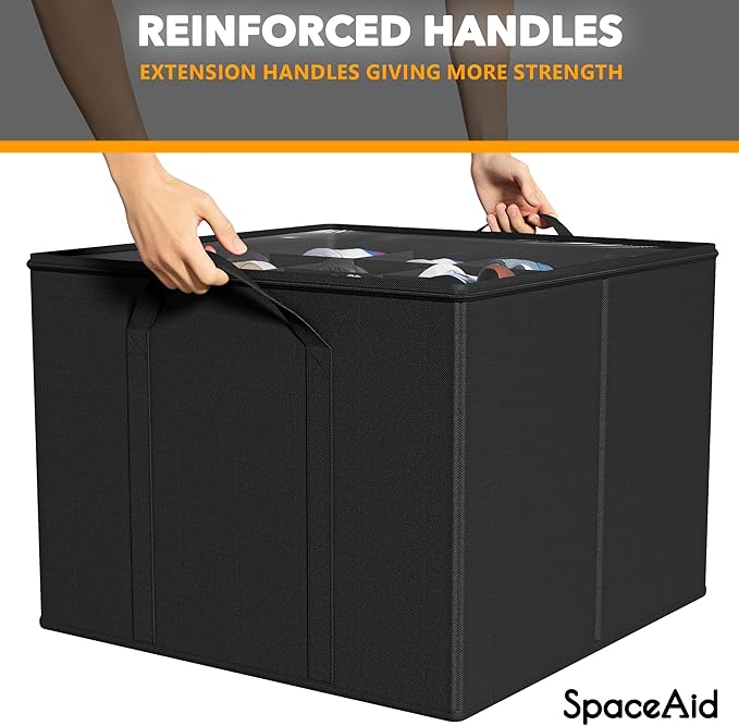 SpaceAid Shoe Organizer for Closet, 2 Pack Foldable Shoe Storage Containers Baskets Boxes Bins w/Adjustable Dividers, Fits 16