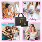 Gifts for Women, Initial Toiletry Makeup Bag Hanging Cosmetic Organizer with Embroidery Letter Personalized Nurse Teacher App