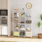 12-Cube Storage Organizer, Metal Wire Cube Shelving Unit, 11.8" L x 11.8" W x 11.8" H, Modular Grid Bookshelf for Closet, Bed