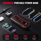 Car Jump Starter 6000A Car Battery Jump Starter Portable,12V Battery Jumper Starter Portable(10.0L Gas/8.0L Diesel),LCD