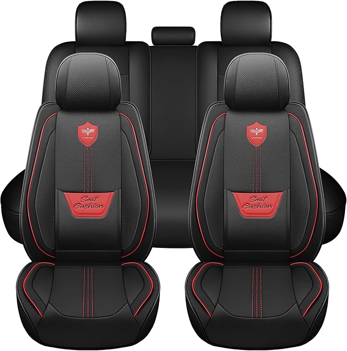 LINGVIDO Car Seat Covers Full Set (5 Seats) - Premium Perforated Nappa Leather, Waterproof Shield, Omni-Adapt Fit SUVs Sedans