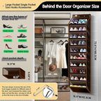 Kotkn 10 Tier Over The Door Organizer - Heavy Duty Hanging Storage Rack with Sturdy Oxford Fabric, Holds 20+ Pairs of Footwea