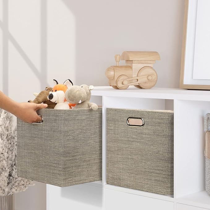 Posprica 13x15x13 Storage Cube Bins, Foldable Collapsible Storage Bins Boxes, Fabric Decorative Storage Baskets Organizer for