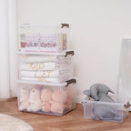 Citylife 44.4 QT Plastic Storage Bins with Latching Lids Stackable Storage Containers for Organizing Large Clear Storage Box 