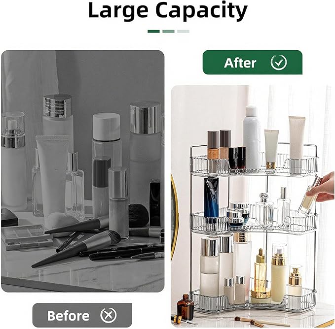 INVSSENE Corner Bathroom Countertop Organizer, Vanity Organizer Trays for Counter, Makeup Organizers, Perfume Tray, Skincare 