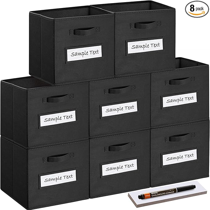 artsdi 13x13x13 storage cube bins(Set of 8) Fabric storage cubes with 8 Labels Window Cards & a Pen,storage cubes 13x13,stora