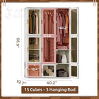 ANTBOX Portable Wardrobe Closet Storage Organizer for Clothes,Transparent Door Panels,Suitable for Living Room, Bedroom,Plast