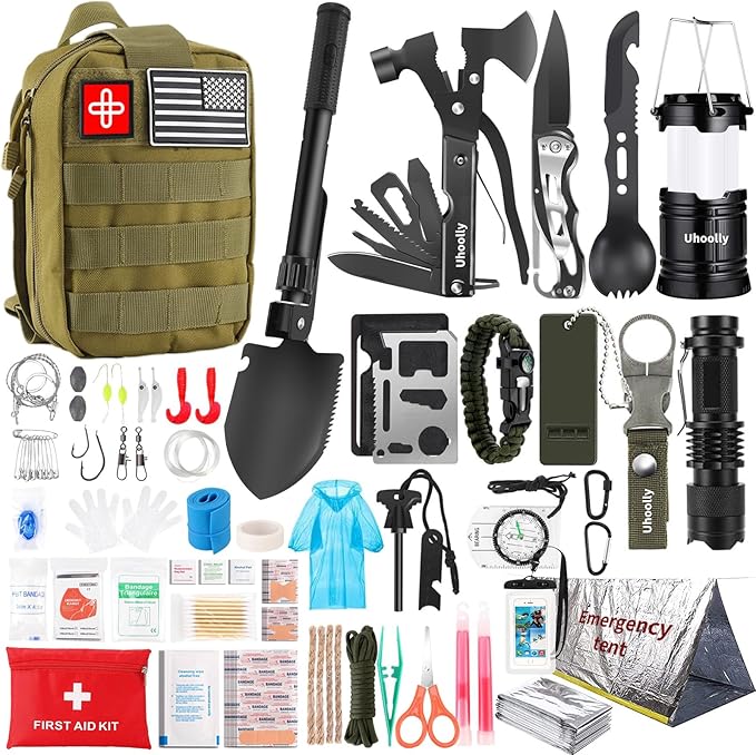 Survival Kit, Gifts for Men Women Teen Boys, 252 pcs Survival Gear and Equipment Mini First Aid Kit for Car Home, Emergency K