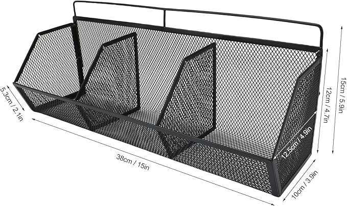 Metal Wire Basket, 3 Grids Wall Hanging Baskets, Wall Mount Slanted Opening Storage Organizer for Kitchen Bathroom Laundry Ro