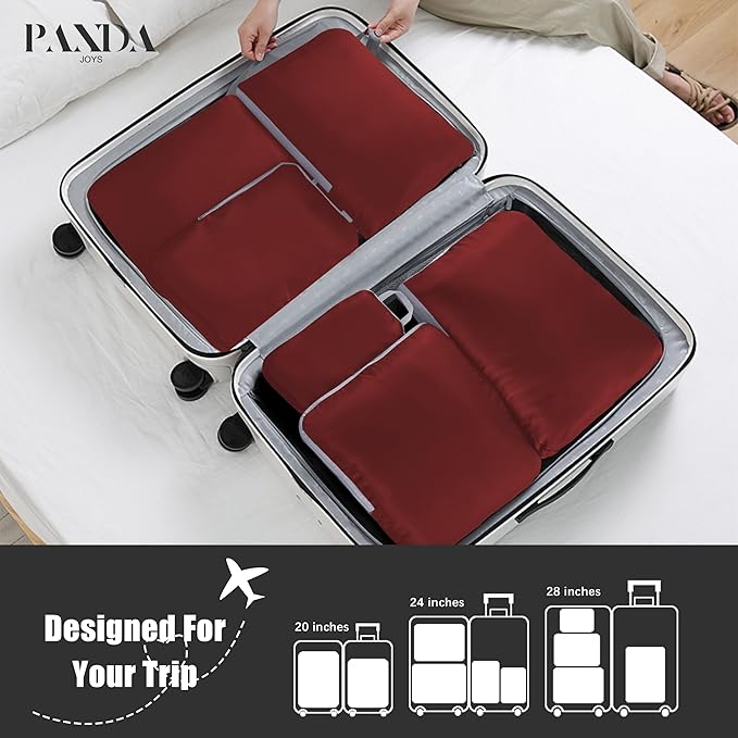 PANDA JOYS 4 Set Compression Packing Cubes Travel - Travel Accessories Expandable Packing Organizers for Carry On - Essential