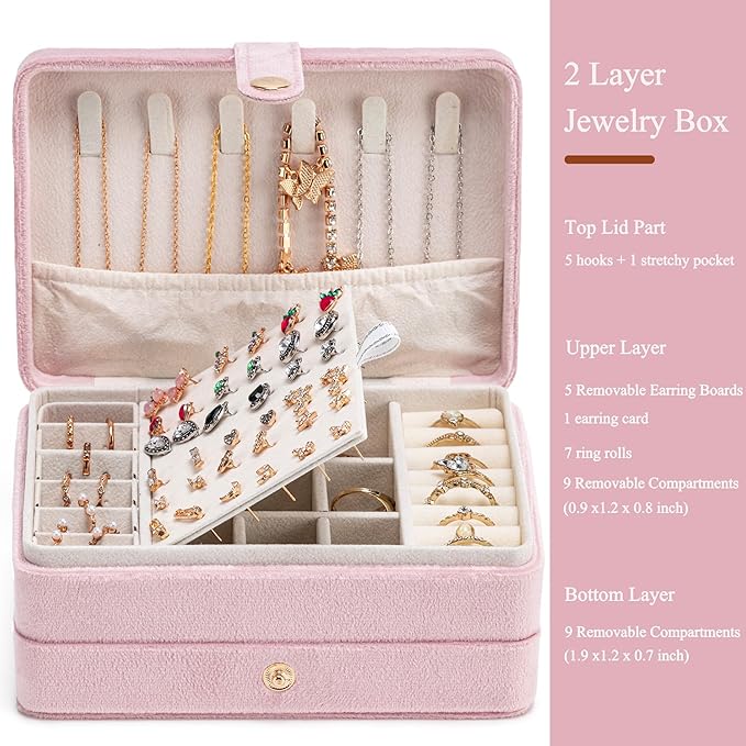 MODENGKONGJIAN Jewelry Organizer Box, 2-Layer Large Jewelry Storage Case, Portable Travel Jewelrys Display Holder for Earring