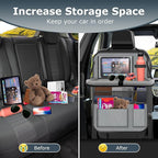 Car Backseat Organizer with table Tray, 9 Storage Pockets Backseat Car Organizer with Tablet Holder, Back seat Organizer for Kids Road Trip Essentials Travel (1Pack)