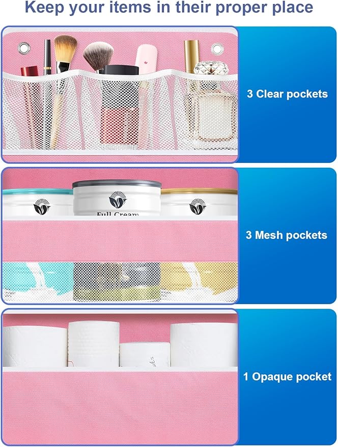 2 Pack Over The Door Organizer, Hanging Storage Organization with Large Capacity Pockets, Swing-Proof Behind Door Storage She