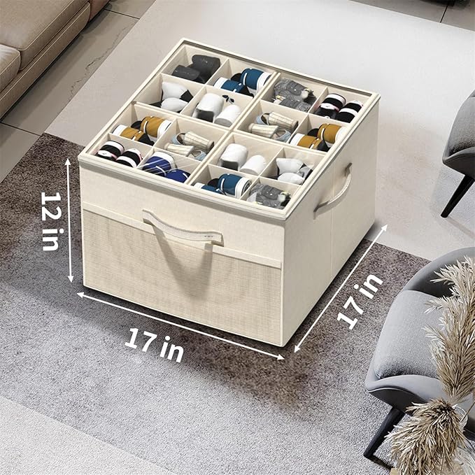 Aokeyee Shoe Organizer for Closet,Foldable Shoe Storage Organizer Box Bin with Adjustable Dividers and Clear Cover, Fits up t
