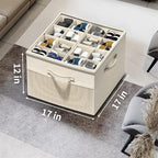 Aokeyee Shoe Organizer for Closet,2 Pack Foldable Shoe Storage Organizer Box Bin with Adjustable Dividers and Clear Cover, Fi