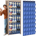 Windyun 40 Large Over the Door Hanging Shoe Organizer Navy Blue Mesh Pockets Shoe Rack for Closet Behind Door Hanger Storage 