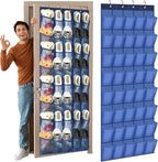 Windyun 40 Large Over the Door Hanging Shoe Organizer Navy Blue Mesh Pockets Shoe Rack for Closet Behind Door Hanger Storage 