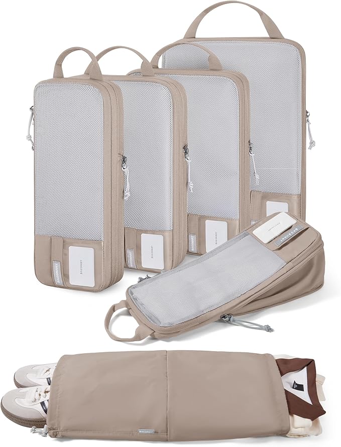BAGSMART 6 Set /4 Set/2 Set Compression Packing Cubes for Travel, Lightweight Luggage Organizer Bags, Durable Space Saver Bag