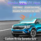Sun Shade Sunshade for Kia Sorento 2016-2020 Windshield Cover, 4-Layers Sun Shield 250T Silver Sun Visor Foldable Front Window Shade Blocks UV Rays Car Accessories