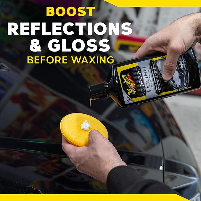 Meguiar's Ultimate Polish – High-Gloss Polish for a Show Car Shine – Permanently Removes Light Swirls to Produce a Deep, Wet Reflection with a High Gloss Shine - Easy to Use, 16 Oz