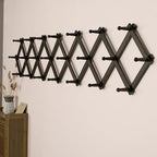 SKOLOO Accordion Wall Hanger with 22 Hooks, Modern Expandable Coat Rack Hat Rack for Wall, Solid Wooden, Dark Walnut Color
