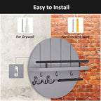 Nekon Key Holder Wall Mount, 11.8 Inch Key Rack with Shelf and 6 Key Hooks, Rustic Key and Mail Organizer, Circular Wooden Ke