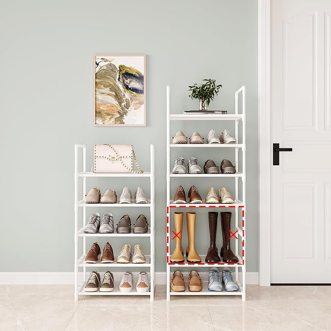10-Tier Tall Shoe Rack, Adjustable 20-25 Pairs Shoe Shelf Storage Organizer for Entryway Hallway Closet Bathroom Living Room 