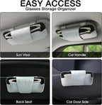 Sunglass Holder for Car Visor, Car Sunglasses Holder Leather, Eyeglasses Holder Glasses Storage Case Visor Accessories