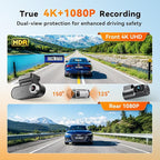 DDPAI 4K Dash Cam Front and Rear, 2160P+1080P Car Dash Camera, GPS 5G WiFi Dashcam for Cars, Free eMMC 32G Dual Storage Suppo