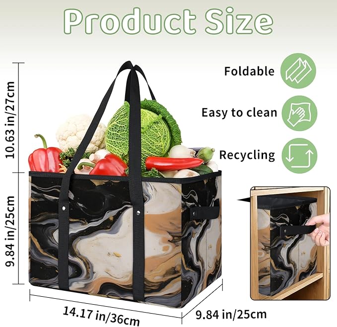 Reusable Grocery Bag Foldable Shopping Tote Bag with Handles Reusable Shopping Bags Large Kitchen Grocery Bags