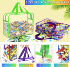 6 Color Large Toy Storage Bags with Labels, Reusable Clear PVC Board Game Storage, Travel Waterproof Organizer Bags with Zipp