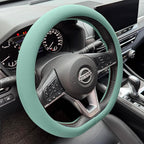 PINCTROT D Shaped Nappa Leather Steering Wheel Cover, Slim Fit No Bulk Design, One Piece Leather with Breathable Perforation,