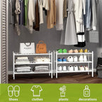 BMOSU 3-Tier Bamboo Shoe Rack Premium Stackable Shoe Shelf Storage Organizer for Hallway Closet Living Room Entryway Organize