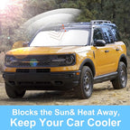 TINGLU Sun Shade for Ford Bronco Sport 2021-2024 2025 2026 Accessories Windshield Sun Shade Window Shade UV Rays Protection Sun Visor Cover with Steering Wheel Sunshade Storage Bag
