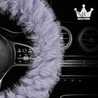 Fuzzy Winter Steering Wheel Cover for Women, Warm Cute Fluffy Car Wheel Cover for Sedan, SUV, Soft Furry Girly Plush Car Handle Cover for Cold Weather, 14.75-15.15in, Purple