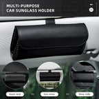 Frienda 2 Pieces Sunglasses Holder for Car Sun Visor, Eyeglasses Visor Organizer Storage Case with 2 Pcs Cleaning Cloths Automotive Interior Accessories