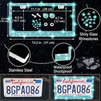NBTEPEM 27 PCs Aquamrine Bling Car Accessories Set for Women, Steering Wheel Covers Universal Fit 15 Inch, Bling License Plate Frame, Bling Phone Holder, Bling Car Coasters (Aquamrine Diamond)