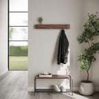 Kazai. Wall-Mounted Coat Rack 'Toke' - Modern Design with Hidden Wall Hooks - Solid Wood Veneer Panel Hanger - Walnut