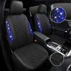 CAR PASS Oxford Bling Diamond Car Seat Covers Full Set Interior Sets, Waterproof Shining Glitter Sparkly Crystal Universal Armrest Fit 95% Automotive Truck SUV Cute Women Girl, Black Blue Rhinestone