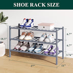 Smiry Bamboo Shoe Rack for Closet, 3 Tier Wooden Stackable Shoe Organizer, Free Standing Shoes Storage Shelf for Entryway, Fr