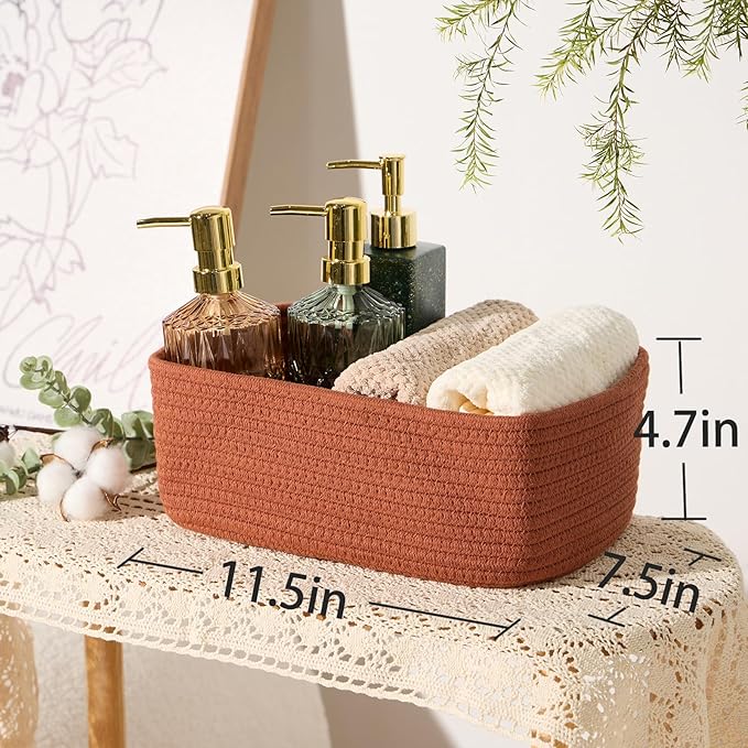 MiniArk Small Storage Baskets for Organizing | Closet Organizer Bins | Shelf Toy Basket | Woven Rope Baskets | Cube Decorativ