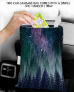 Car Trash Can, Durable Hanging Car Trash Garbage Bag, Cute Automotive Garbage Cans Organizer, Beautiful Galaxy Night Forest