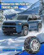 Snow-Chains Easy Install Tire-Chains, One-Pull Fit Heavy-Duty Tire Snow Chains for Pickup Trucks & SUVs Off-road, Emergency T