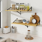Floating Shelves, 24W x 12D Wall Shelves Set of 2, 12 Inch Deep Rustic Wood Wall Storage, Heavy Duty Metal Brackets, Large In