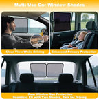 XCBYT 4-Pack Car Window Shades for Baby & Driver- Static Cling Side Window Sun Shade Combo with Transparent & Semi-Transparent - Car Window Covers with Glare & UV Blocker, Privacy Protection