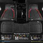 CAR PASS Heavy Duty Rubber Floor Mats for Car, Waterproof Liner Deep Dish Car Mats Full Sets, Universal Trim to Fit for SUV Truck Sedans Vans, All Weather Automotive Floor Mats 3pcs, Black Red